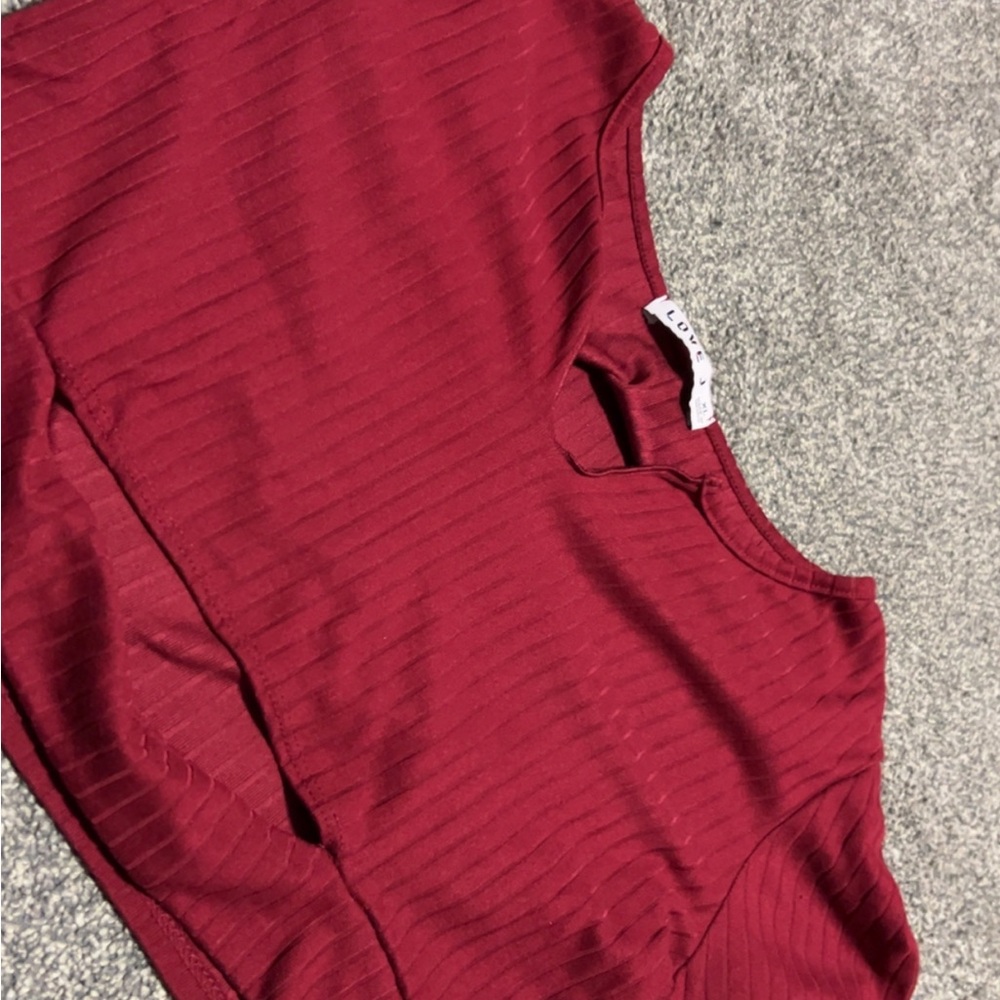 Love J Red Ribbed Crop Top